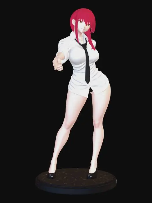 3D model for Confident Redhead in a White Shirt