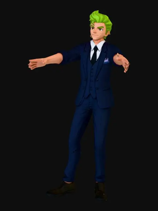 3D model for Green-Quiff T-Pose Character