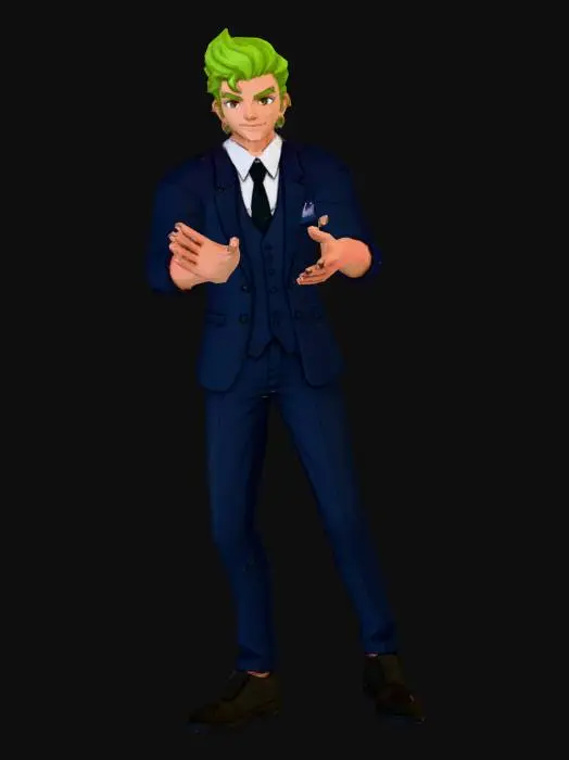 3D model for Green-Quiff T-Pose Character