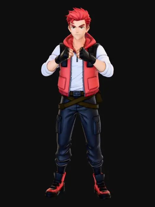 3D model for T Pose Martial Stance Hero