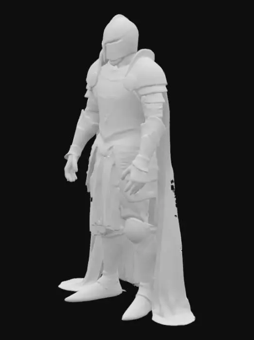 3D model for Each skin should be implemented as a Material Instance with dynamic parameters for color, metalness, emissive glow,wear/damage, and cloth pattern.Sanctified Wrath
Colors: White surcoat, red cross, glowing gold trim.

Glow FX: Emissive veins on sword + gold sigils on armor.

Look: Divine, shining in battle, minimal wear.Templar knight design: Great helm (15%) with gold-etched swirls and vertical slit; weathered steel. Chestplate (20%) features a templar surcoat over steel, gold-trimmed crest.  Cape (10%) in crimson or white, torn hem, high-quality cloth sim, flows dynamically. Leg armor (10%) with layered steel, gold inlays, scratched wear. Boots (5%) are stained leather with reinforced toes. VFX (7%) ember particles, dirt/blood. Face (5%) optionally revealed: battle-scarred, burned.