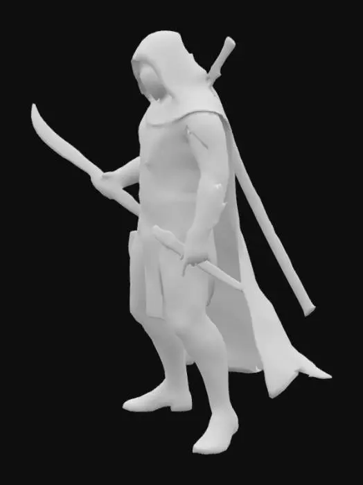 3D model for Meshy Design Focus:
Tight matte-black nano-suit

Oni-inspired ceramic half-mask

Dual tanto sheaths on back

Carbon-fiber armor panels with subtle gloss

🧠 AI Prompt for Concept Art:
A hyper-realistic ninja in a shadowy city rooftop, wearing matte black tactical ninja armor with carbon fiber plates and a ceramic half-face mask. Long cloak with fiber optic seams, dual tanto blades strapped to his back. Smoke and neon reflections surround him, cinematic lens flare, UE5 photorealism, dark color palette — ultra detail.

✅ Reference Focus Tags:
matte carbon, stealth ninja, dual tanto, urban rooftop, shadow assassin, Unreal Engine lighting