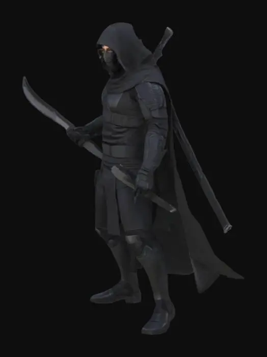 3D model for Meshy Design Focus:
Tight matte-black nano-suit

Oni-inspired ceramic half-mask

Dual tanto sheaths on back

Carbon-fiber armor panels with subtle gloss

🧠 AI Prompt for Concept Art:
A hyper-realistic ninja in a shadowy city rooftop, wearing matte black tactical ninja armor with carbon fiber plates and a ceramic half-face mask. Long cloak with fiber optic seams, dual tanto blades strapped to his back. Smoke and neon reflections surround him, cinematic lens flare, UE5 photorealism, dark color palette — ultra detail.

✅ Reference Focus Tags:
matte carbon, stealth ninja, dual tanto, urban rooftop, shadow assassin, Unreal Engine lighting