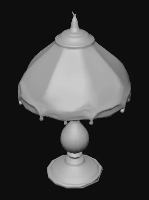 3D model for A bedside lamp with a crooked or stained shade.