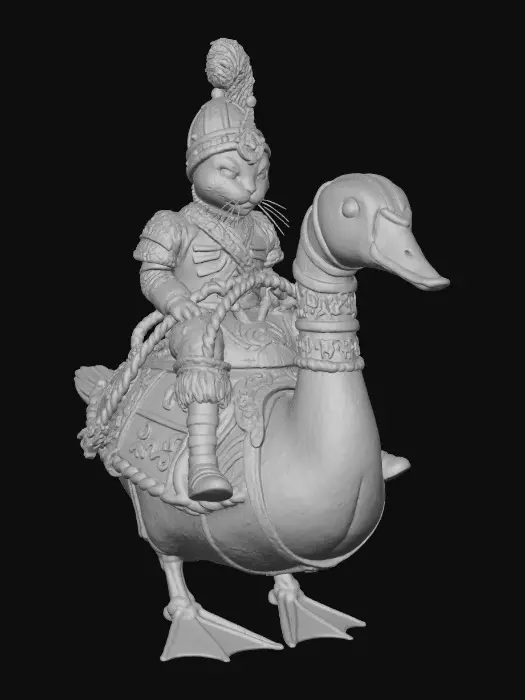 3D model for Knight Cat on Swan Steed, #Thanksgiving#