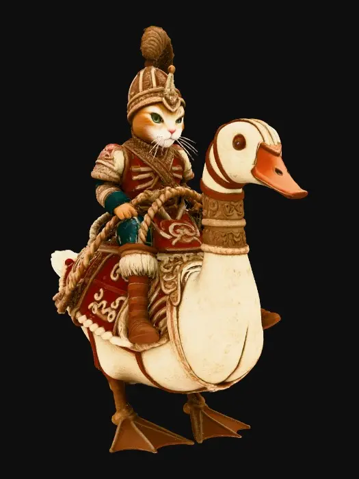 3D model for Knight Cat on Swan Steed, #Thanksgiving#