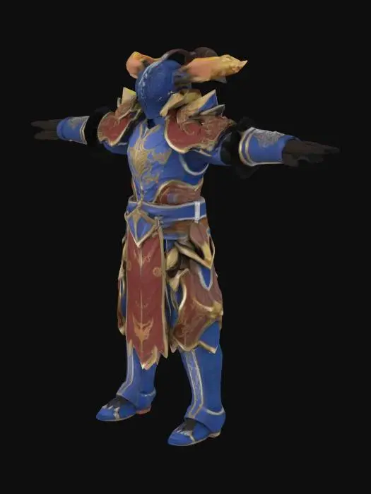 3D model for fait moi radahn de elden ring avec un dragon sur le dos comme godfrey et sont loup, important il faut que le personage soit en T-pose.