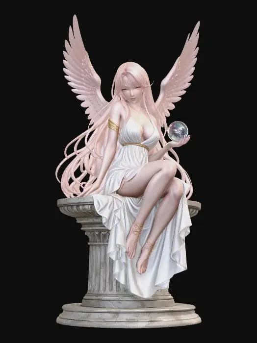 3D model for Pink-Winged Angel with Crystal Orb