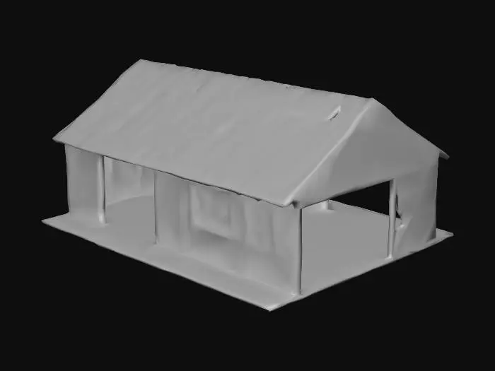 3D model for ormanın içinde denk gelinen içine de girilebilen bir kabin yapar mısın korku temalı