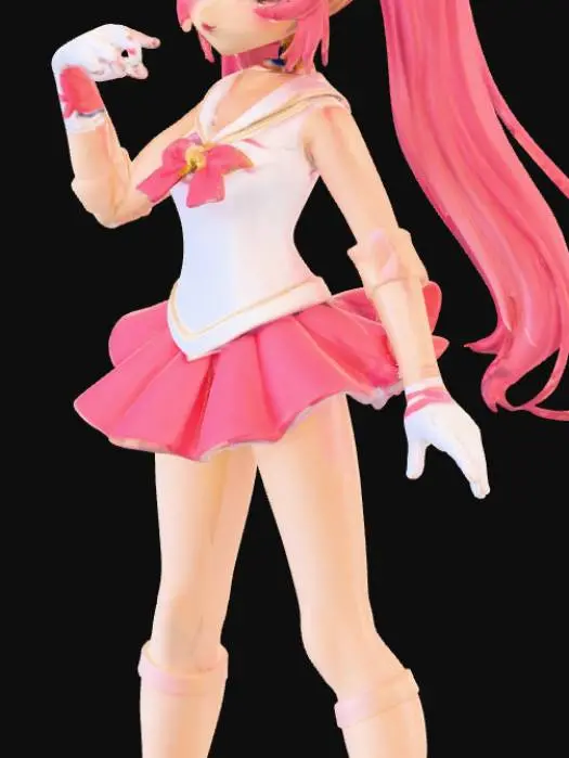 3D model for Sailor eternal angel chibiusa holding luna p