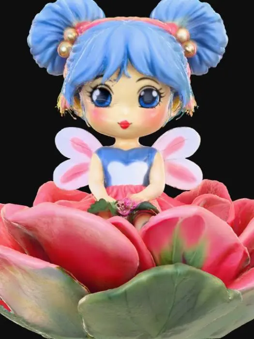 3D model for Chibiusa fairy sitting on a rose