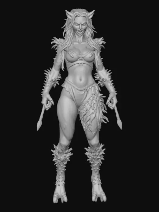 3D model for Animal humanoid female scary