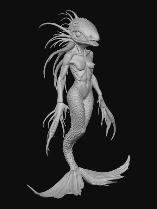 3D model for Mermaid scary deep sea creature hybrid fish