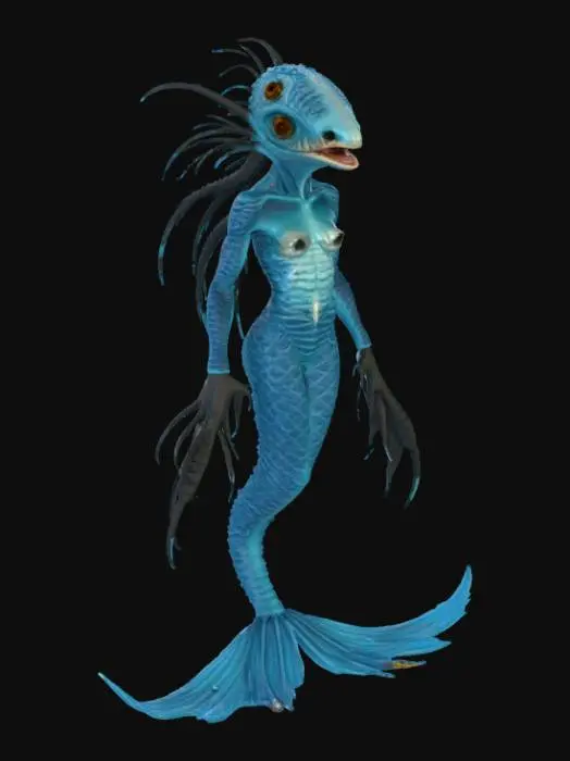 3D model for Mermaid scary deep sea creature hybrid fish