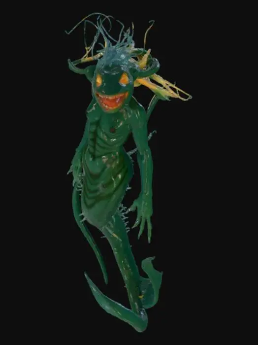3D model for Mermaid scary deep sea creature hybrid jellyfish