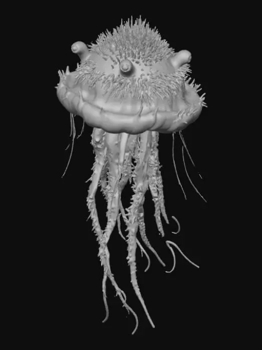 3D model for scary deep sea creature hybrid jellyfish