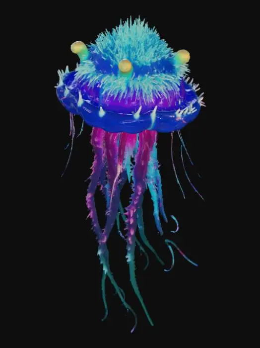 3D model for scary deep sea creature hybrid jellyfish
