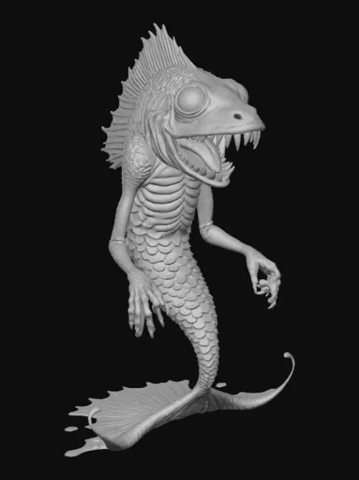 3D model for Mermaid scary deep sea creature hybrid fish