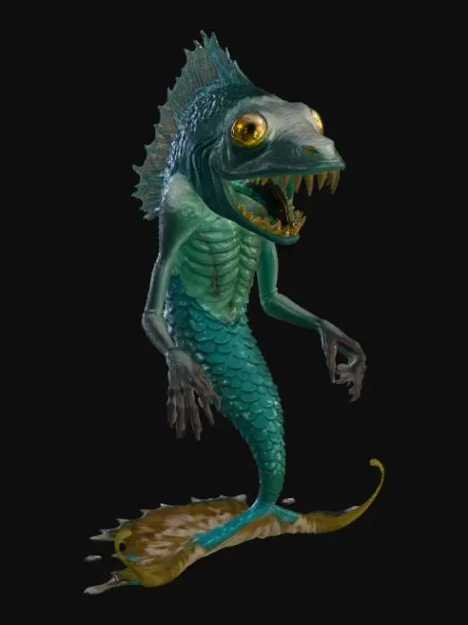 3D model for Mermaid scary deep sea creature hybrid fish