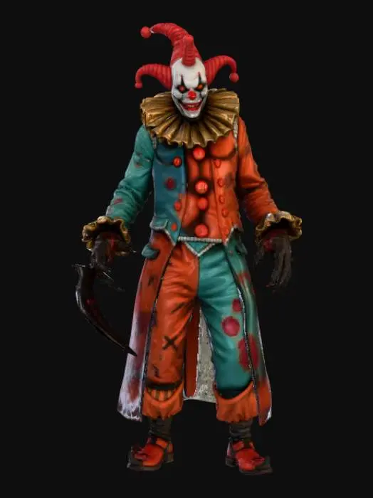 3D model for Clown demon succubus mythical creature hybrid humanoid scary mean attack stance