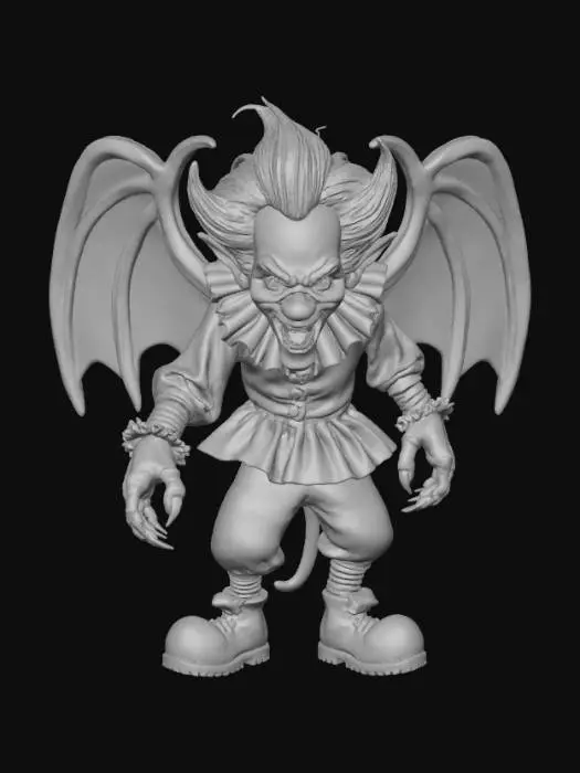 3D model for Clown demon succubus mythical creature hybrid humanoid scary mean attack stance