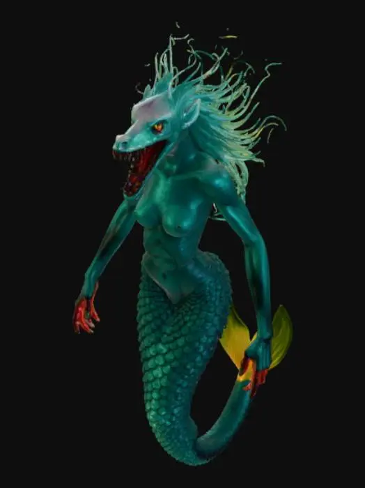 3D model for Mermaid scary deep sea creature hybrid fish