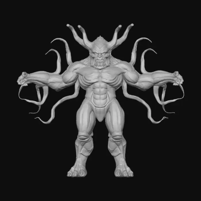 3D model for monster flesh gun with tentacles