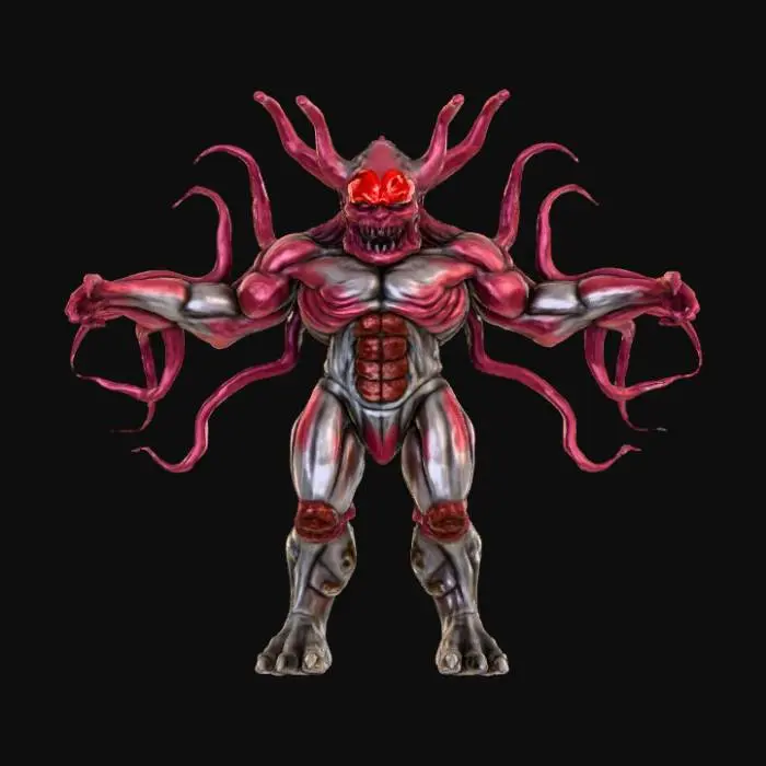 3D model for monster flesh gun with tentacles