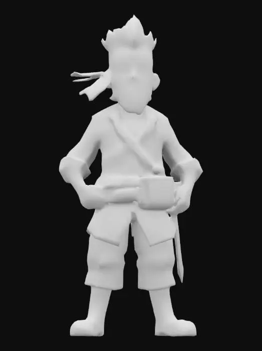 3D model for Pirate, Nintendo 64, cartoon, sharp topology, short hair, symmetry, bold, stylized, bandanna