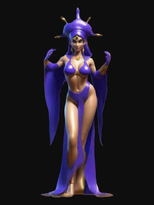 3D model for Genie woman, nintendo 64, stylized bold sexy, A pose