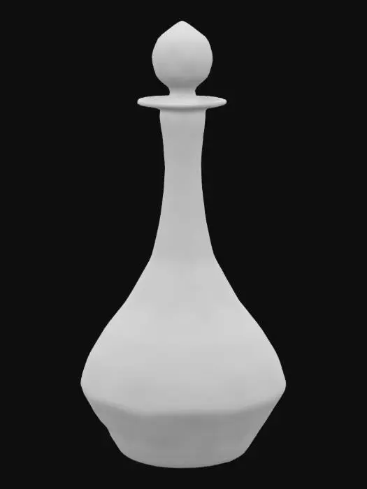 3D model for A realistic empty glass crystal decanter shaped like a cut gemstone.