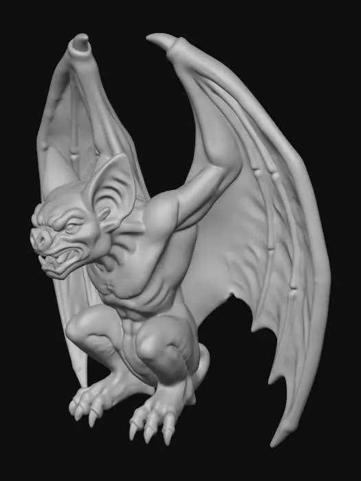 3D model for A stone gargoyle, except it's a bat.