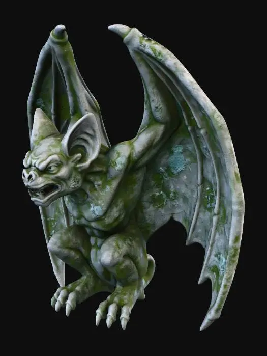 3D model for A stone gargoyle, except it's a bat.