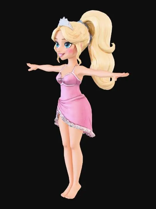 3D model for Ice Skater in Pink Dress