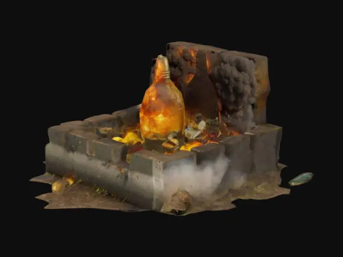 3D model for канава горит и в ней граната и мёд мозги раскидывают