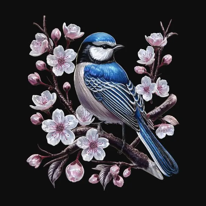 3D model for #EasterEgg2026# Bluebird on Cherry Blossom Branch