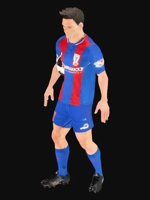 3D model for a footballer with a ball in a T pose