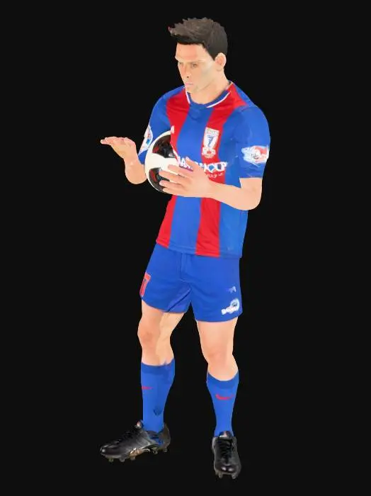 3D model for a footballer with a ball in a T pose