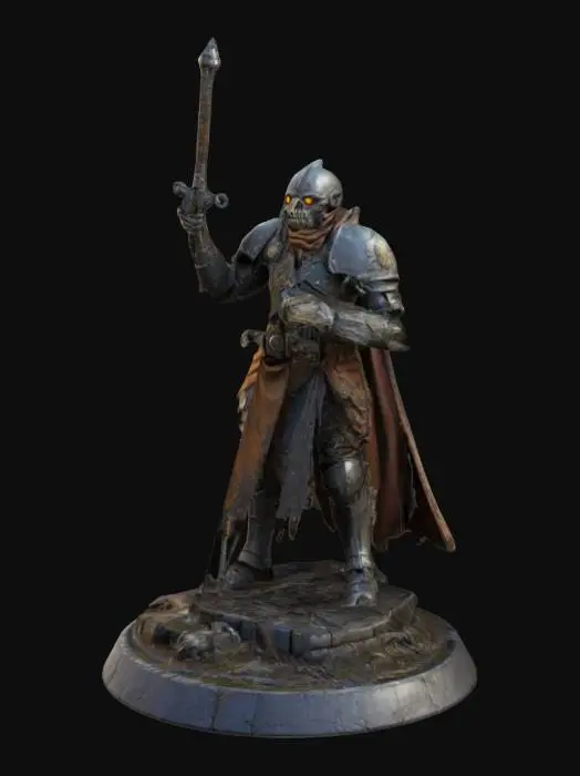 3D model for an ultra-high quality, high poly, 4k resolution 3d model. Fable themed Warhammer miniature. Intricately detailed base that reflects the post-apocalyptic setting.