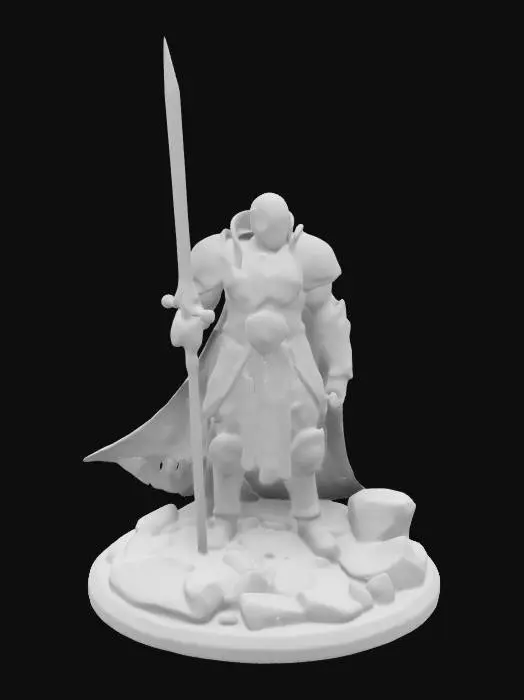 3D model for an ultra-high quality, medium poly, 4k resolution 3d model. Elden Ring themed Warhammer miniature. layered texture work, and dynamic lighting shaders. Intricately detailed base that reflects the setting.