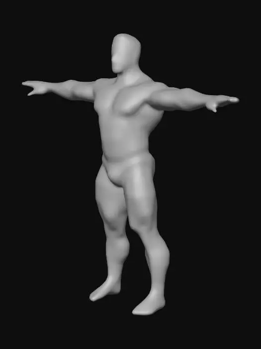 3D model for Give me a bulky low poly man wearing nothing. T Pose preferably