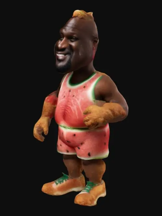 3D model for shaquille o' neil but hes half fried chicken and watermelon