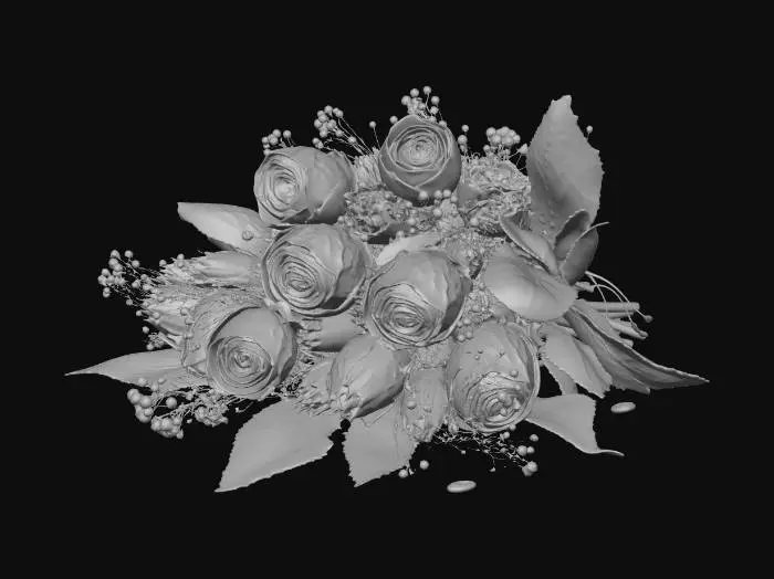 3D model for Dried rose bouquet with baby's breath