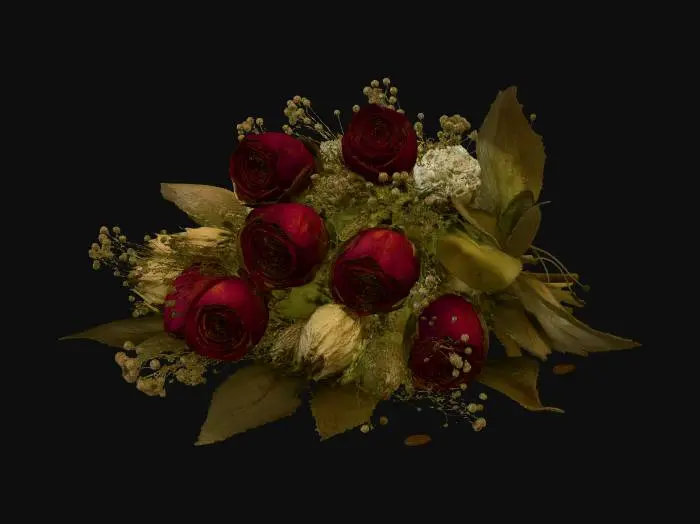 3D model for Dried rose bouquet with baby's breath