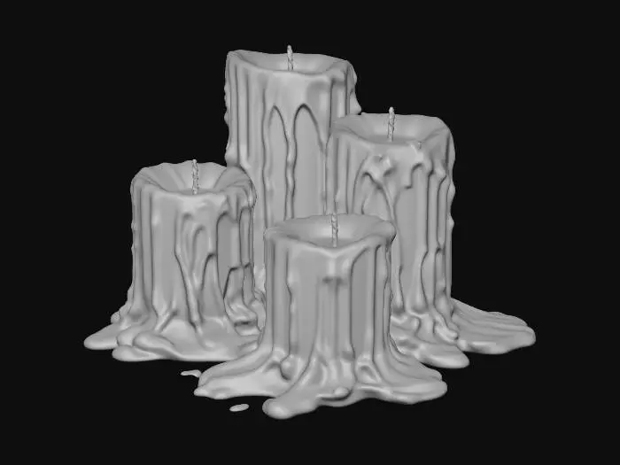 3D model for Melted beige candle cluster