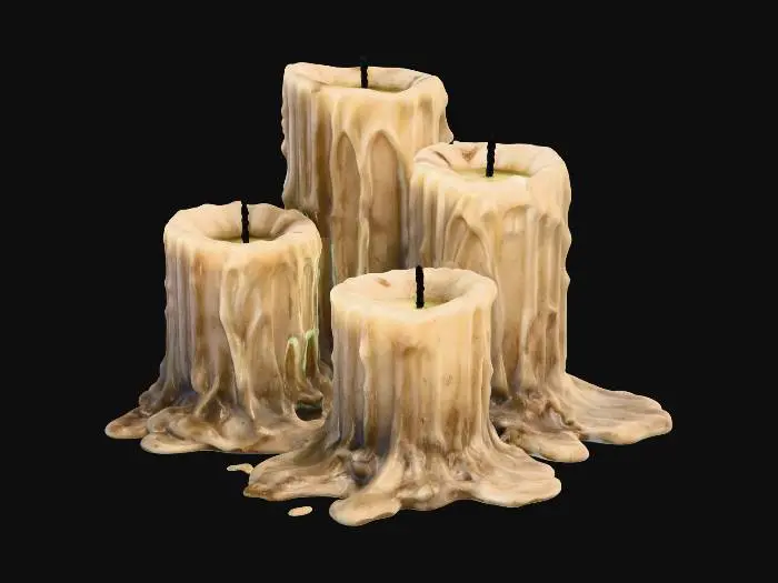 3D model for Melted beige candle cluster