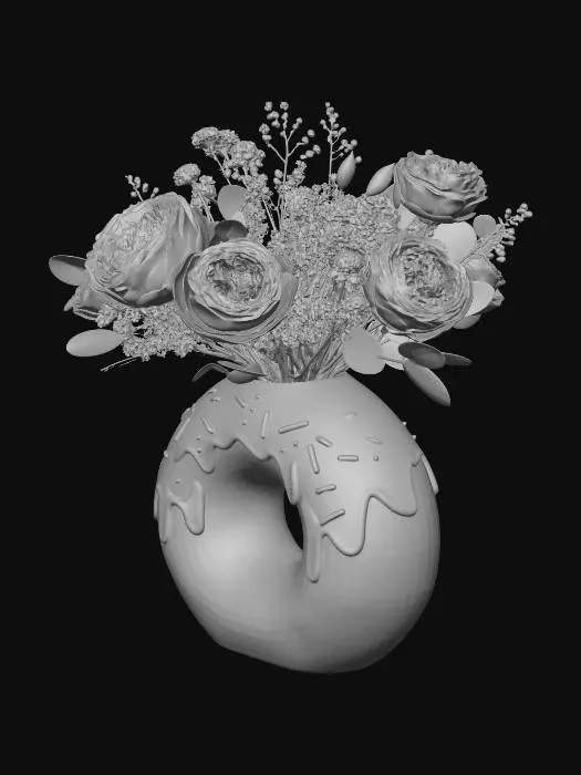 3D model for Pink Donut Vase Floral Arrangement