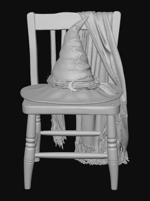 3D model for Witch Hat on a Rustic Chair