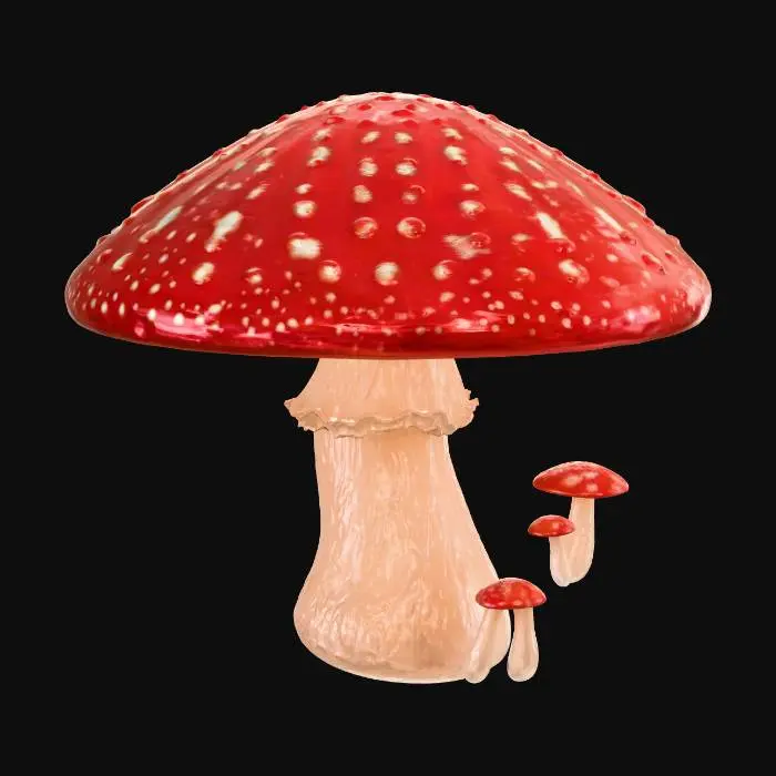 3D model for Sunlit Red Cap in the Forest