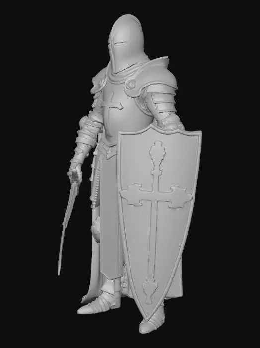 3D model for Create a  character based on a Templar knight with a sword and shield.